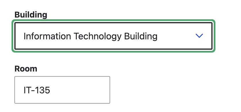 Select your building and enter your office number.
