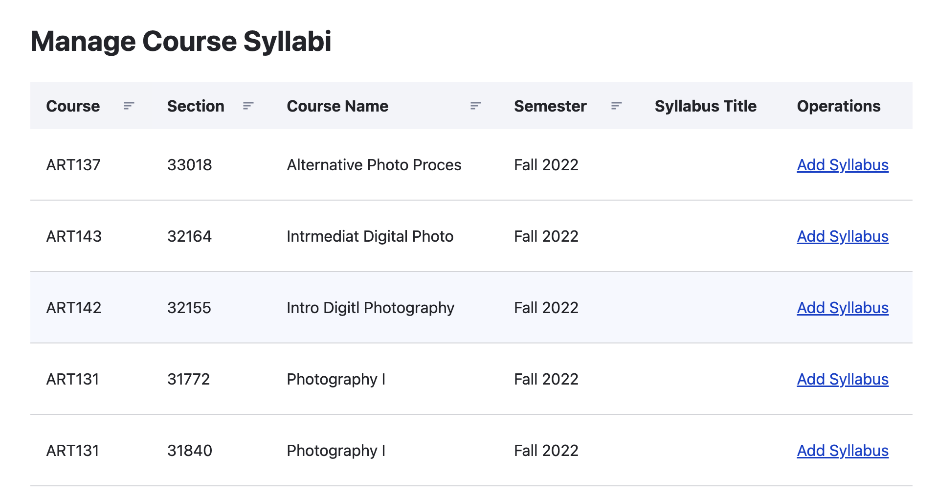 Add the class syllabus
